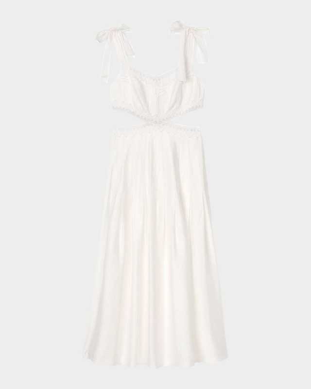 Solena Embroidered Cutout Midi Dress